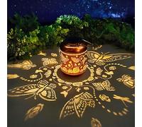 Solar Lanterns Outdoor Hanging Lantern Lights,Metal Bird Decor Waterproof LED Decorative Light for Garden Patio Yard (Hummingbird Leaves)