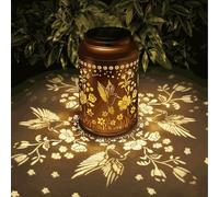 Solar Lanterns Outdoor Hanging Lantern Lights,Metal Bird Decor Waterproof LED Decorative Light for Garden Patio Yard (Hummingbird Flowers)