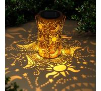 Solar Lanterns Outdoor Hanging Lantern Lights,Sun Moon Metal Decor Lanterns-Waterproof LED Decorative Light for Garden Patio Yard Lawn Backyard Front Porch as Gifts for Mom Grandma Women