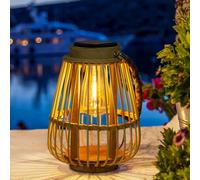 Solar Lanterns Outdoor Hanging Lights Waterproof Rattan Bamboo Solar Powered Light with Twine Handle Decorative Garden Table Lamp for Patio Yard Tabletop Tree Pathway Home Decoration