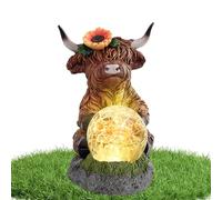 Solar Lanterns Outdoor - Metal Highland Cow Light, Yard Lamp, Patio Fixture | Animal-Shaped LED Lantern With Automatic Charging, Decorative Landscape Accent For Garden Pathway Backyard Lawn or Deck Il
