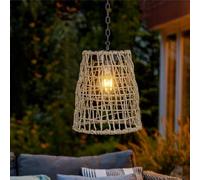 Solar Lanterns Outdoor Waterproof Hanging Light-Natural Seeweed Rattan Decorative Solar Rattan Pendent Chandelier Light with Edison Bulb for Patio Garden Landscape Pathway Yard Décor