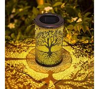 Solar Lanterns Outdoor Waterproof Hanging, Tree of Life Solar Lantern Garden Decor, Gardening Decorative Gifts for Women Mom Grandma, Metal Lanterns for Yard, Frontyard, Backyard, Porch, Street