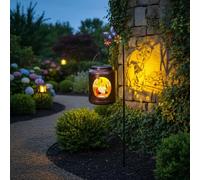 Solar Lanterns Outdoor Waterproof Metal Gnome Patterns with Resin Gnome Inside Garden Decor Gifts for Women Mom Grandma Hanging Solar Lights Decoration Outside for Yard, Patio, Backyard, Porch