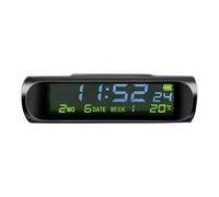 Solar LCD Car Digital Clock With Date Week Time Inner Temperature Display Solar Charging Alarm