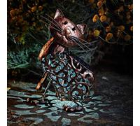 Garden mile Solar Powered Cat Ornament Light Up Copper Effect Metal Silhouette Garden Animal Sculptures with White LED Scroll Effect Lighting Decorative Statue for Patio