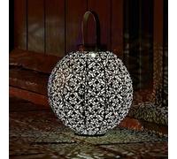 Solar LED Damask Lantern Metal Garden Outdoor Patio Light Table Lamp Decor | Damask Solar Lantern, Outdoor Table Lamp, 25 x 20cm, Metal Garden Light, Patio Decor, Weather Resistant, Garden Ornament
