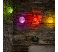 Solar LED Fairy String Lights - Multicolour Fabric Shades 10 LEDs 4.3m