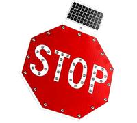 Solar LED Flashing Stop Sign , High Intensity Reflective Film, Rust-Resistant Aluminum Frame, IP65 Waterproof Traffic Road Signs , 500M Visibility , Easy Mount Traffic Control Road Warning Sign