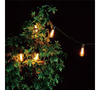Solar LED Flickering Flame Torch String Lights - Black 6 LEDs 2m