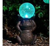 Solar LED Frog Ornament Garden Light Up Colour Changing Toad Outdoor Lighting