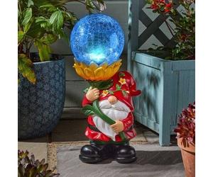 Solar LED Garden Ornament Light Up Gnome Colour Changing Wizard Outdoor Large