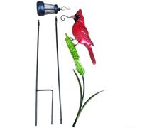 Solar LED Garden Stake Light 105x25cm Iron for Red Bird Painted Outdoor | Weather-resistant wrought iron vibrant hand-painted red bird effortless automatic solar operation for garden or patio