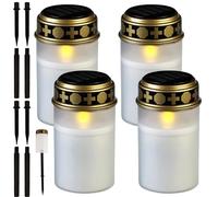 Solar LED Grave Lights - Pack of 4 with Ground Spike, Outdoor Use for Grave Decoration