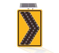 Solar LED Guiding Direction Turn 24 x 16 Inch Sign Aluminum Steering Warning Signs Traffic Reflective Film Solar Powered LED Turn Arrow Sign Rust Proof Waterproof Frame Does not Include Pole