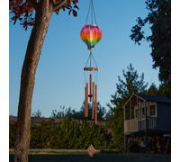 Solar LED Hot Air Balloon Wind Chime Flame Effect Outdoor Hanging Decoration