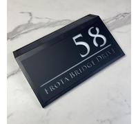 Solar LED House Number Sign - Backlit Illuminated Door Plaque for Wall - Weatherproof Modern House Sign for Outside Use (Style 4)