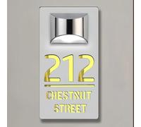 Solar LED House Numbers Plaques - Waterproof Illuminated Address Sign for Outside Wall & Front Door, Personalized Custom Option for Yard & Patio(White)