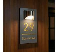 Solar LED House Numbers Plaques - Waterproof Illuminated Address Sign for Outside Wall & Front Door, Personalized Custom Option for Yard & Patio(Gray)