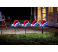 Solar Led Infinity Santa Hat Garden Stake Lights Set Of 4