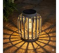Solar LED Lamp Outdoor Use, Easy to Use, Automatic On At Dusk Wireless Table Lamp Metal Cage Design, Solar Atmospheric Lighting for Balcony, Porch, Garden Lantern