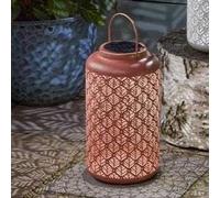 Solar LED Lantern for Outside 24cm, Damasque Hanging Outdoor Garden Light | Terracotta Metal Solar Lantern For Patio, Decking & Balcony, Warm White Decorative Garden Lighting & Autumn Décor