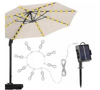 Solar LED Lighted Umbrella,104 LED Lights, 8 Ribs, Multiple Modes, Easy to Hang, Perfect for Outdoor and Indoor Use, Exceptional(Warm White)