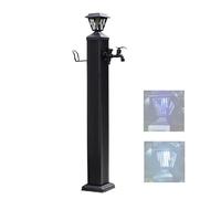 Solar LED Outdoor Water Column, Freestanding Garden Faucet with Hose Stand, Decorative Water Spigot for Landscape, Freeze-Protected Irrigation Post (45in)