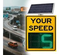 Solar LED Radar Speed Sign, High Brightness Flashing Speed Limit Indicator, Reflective 2-Digit Display, Solar-Powered Radar Feedback Sign For Traffic Safety(20"x27",3digitdisplayA)