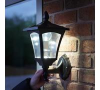 Solar LED Security Welcome Wall Lantern Lamp Black Outdoor Garden House Light