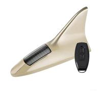 Solar LED Shark Fin Light with Remote Control, Vibration Sensor Strobe Roof Tail Lamp for Car Truck SUV Safety Decoration, Wireless Installation No Wiring Required Fit(gold)