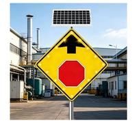 Solar LED Stop Ahead Sign 24", Diamond Engineering-Grade Membrane Heavy Duty Metal Frame Road Warning Sign(30'')