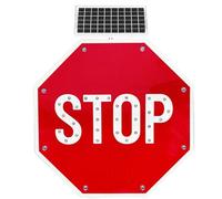 Solar LED Stop Sign 60cm, Solar Power Stop Flashing Traffic Signs With accessories,Traffic Warning Sign for School Zone, Construction Site & Residential Driveway (Red, 60cm)