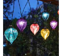 Solar LED String Lights 10pc Set Multicoloured Light Up Balloons Garden Lamps