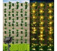 Solar Led String Lights Outdoor, Artificial Ivy Leaves Garland with 50 LEDs String Light, 16Ft Artificial Ivy Fake Vines Hanging Plant Decoration for Wedding, Party, Garden (Warm White 5m)