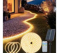 Solar LED Strip Lights Outdoor, 10M 640 LED Lights Strip with Remote & 8 Modes Solar Garden Lights Outdoor Waterproof for Porch Gazebo Yard Trees Garden Decor(Warm White)