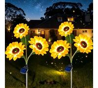 Solar LED Sunflower Garden Lights Waterproof LED Flower Solar Lights Auto On Off Solar Powered Garden Stake Lights for Pathway Patio Lawn Balcony Yard Grave Decoration (Yellow sunflower A,2 PCS)