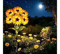 Solar LED Sunflower Garden Lights Waterproof LED Flower Solar Lights Auto On Off Solar Powered Garden Stake Lights for Pathway Patio Lawn Balcony Yard Grave Decoration (Yellow sunflower B,1 PCS)
