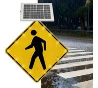 Solar LED Traffic Warning Light - Flashing Stop Sign for Pedestrian Safety, Solar Powered Crosswalk Sign, Blinking Alert for Neighborhoods