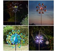 Solar LED Wind Spinners Garden Ornaments Light Up Outdoor Lighting Large 130cm