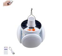 Solar Light, 2-in-1 Folding Camping Lamp with USB & Solar Charging, Remote Control, 5 Brightness Modes, Waterproof Hanging Tent Light for Outdoor, Hiking, Emergency (White,1pcs)