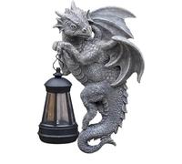 Solar Light Dragon Figurines, Solar Dragon Statue, Resin Dragon Statue for Outdoor Garden Decoration | Creative Solar Energy Dragon Sculpture Lamp for