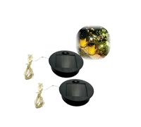 Solar Light Replacement Top, 2.76 Inch Round Solar Panel with Warm String Lights, 2.36 Inch Base Waterproof Replacement Lamp Head, Easy Install for Outdoor Hanging Lantern Light (Black,2PCS)