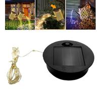 Solar Light Replacement Top - 2.76" Round Panel with Warm String Lights, Bottom Size 2.36", Waterproof & Easy Install, for Outdoor Hanging Lanterns, Garden Solar Lights, Watering Can Decor