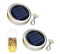 Solar Light Replacement Top, 2Pcs 2.76in Mason Jar Lid with String Light DIY 300mAh Warm White 30 LED Replacement Solar Units Top for Mason Jar