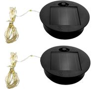 Solar Light Replacement Top, 2pcs 6cm/2.4inch Round Solar Panel Lantern Lid with String Lights for Outdoor DIY Solar Flower Lights