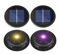 Solar Light Replacement Top for Lanterns, Warm White & Color Changing 9cm Round Solar Light Replacement Units,1.2V 600mAh,IP65 Waterproof for Outdoor Garden Lights,Hanging Lantern Lid DIY 4pcs