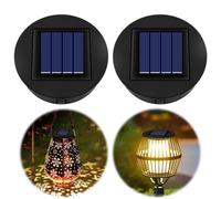 Solar Light Top 8cm for Outside Lanterns, 1.2V 600mAh, IP44 Solar Panels with Warm LED Light, Replacement Unit for Garden Lantern Lamp, 2PCS