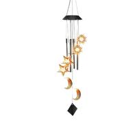 Solar Light Wind Chimes, Solar Wind Chime Outside Lights with Ambient Lighting, Waterproof Hanging Moon and Star Garden Decor Ornaments for Yard, Balcony, Window, Outdoor Decorations