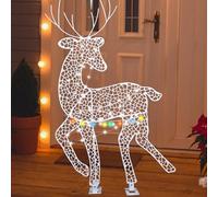 Solar Lighted Christmas Deer and Elk Decorations - Water Resistant Standing Ornaments for Yard and Garden